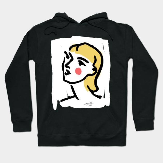 Minimalist Expressionist Woman Portrait Illustration Hoodie by denizko