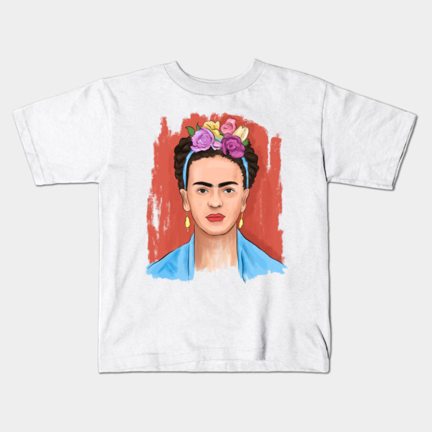 Floral Crown Woman Portrait Illustration Kids T-Shirt by denizko