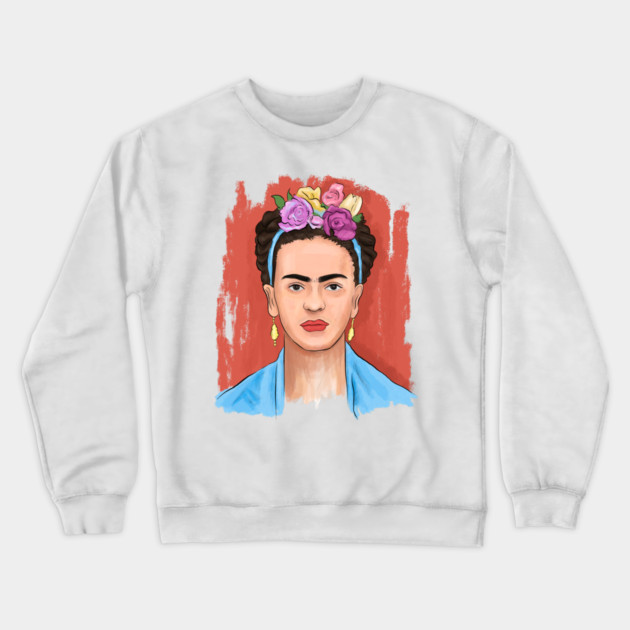 Floral Crown Woman Portrait Illustration Crewneck Sweatshirt by denizko