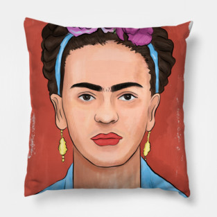 Floral Crown Woman Portrait Illustration Pillow