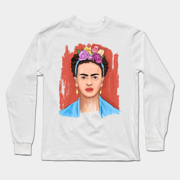 Floral Crown Woman Portrait Illustration Long Sleeve T-Shirt by denizko