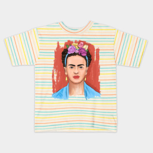 Floral Crown Woman Portrait Illustration Kids T-Shirt