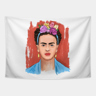 Floral Crown Woman Portrait Illustration Tapestry