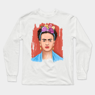 Floral Crown Woman Portrait Illustration Long Sleeve T-Shirt