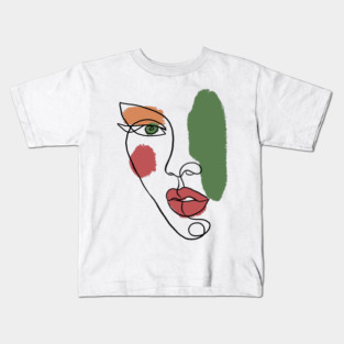 Minimal Abstract Face Line Art Illustration Kids T-Shirt