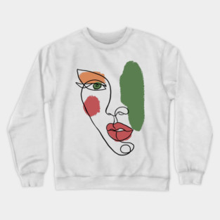 Minimal Abstract Face Line Art Illustration Crewneck Sweatshirt