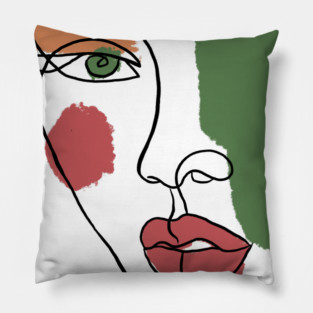 Minimal Abstract Face Line Art Illustration Pillow