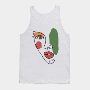 Minimal Abstract Face Line Art Illustration Tank Top