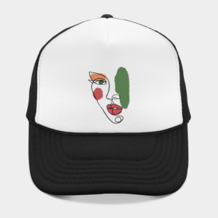 Minimal Abstract Face Line Art Illustration Hat