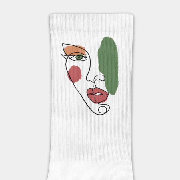 Minimal Abstract Face Line Art Illustration by denizko