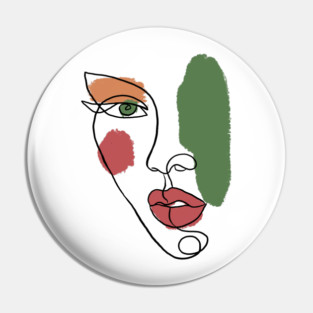 Minimal Abstract Face Line Art Illustration Pin