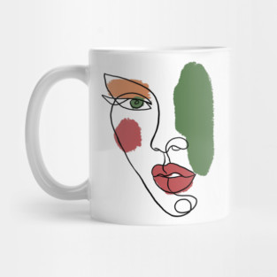 Minimal Abstract Face Line Art Illustration Mug