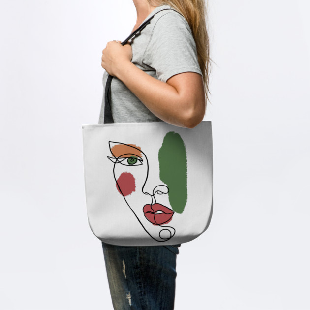 Minimal Abstract Face Line Art Illustration by denizko