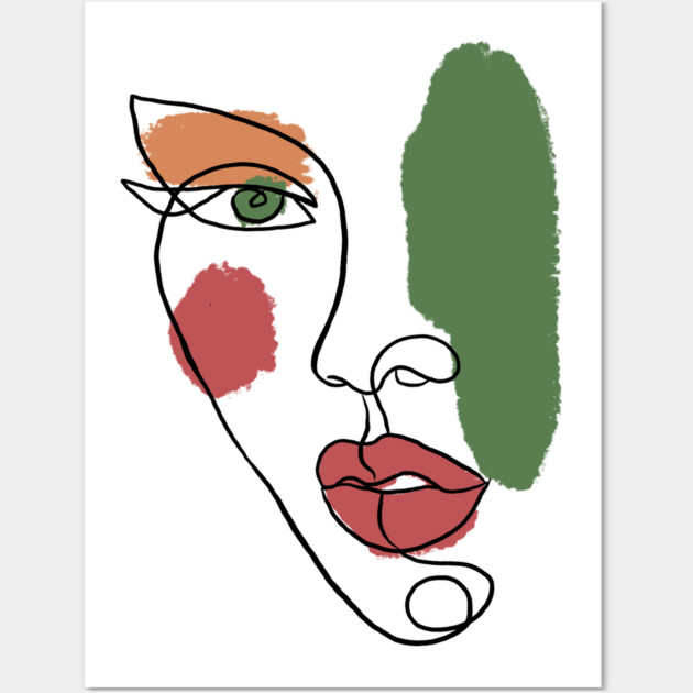 Minimal Abstract Face Line Art Illustration Wall Art by denizko
