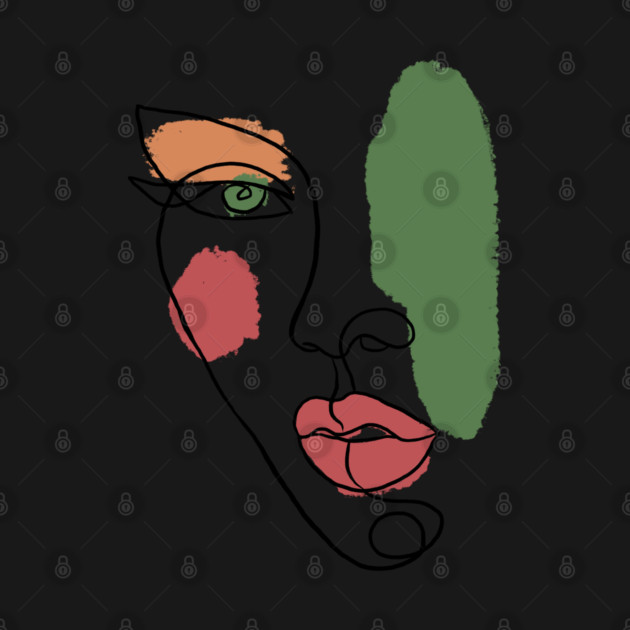 Minimal Abstract Face Line Art Illustration by denizko