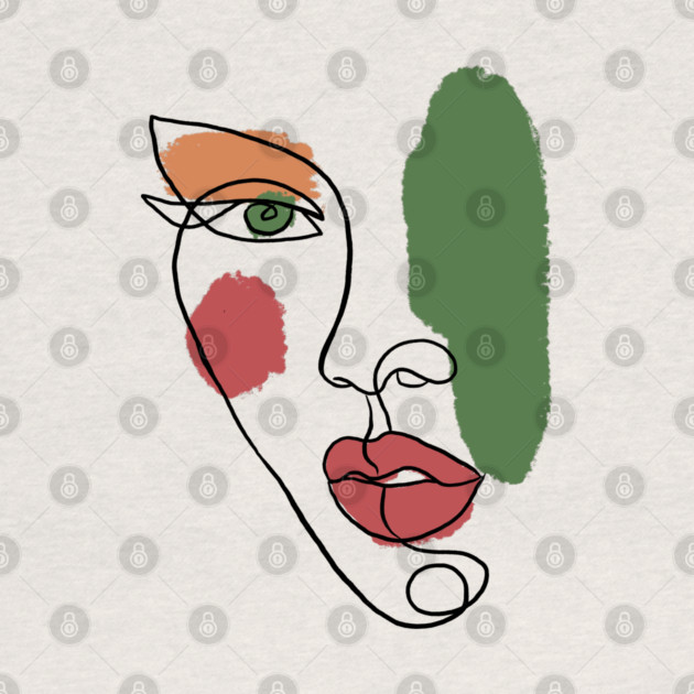 Minimal Abstract Face Line Art Illustration by denizko