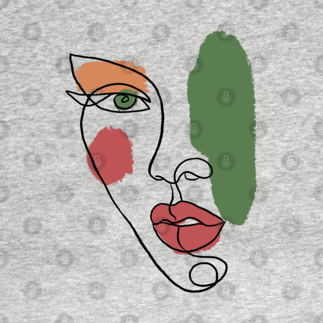 Minimal Abstract Face Line Art Illustration by denizko