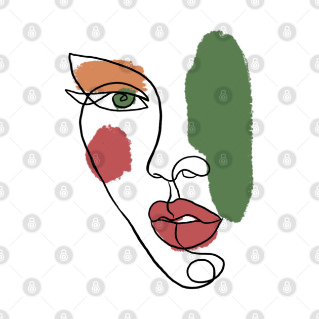 Minimal Abstract Face Line Art Illustration by denizko