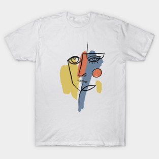 Abstract Cubist Face Line Art Illustration T-Shirt