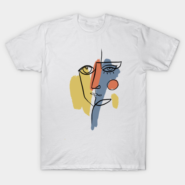 Abstract Cubist Face Line Art Illustration T-Shirt by denizko