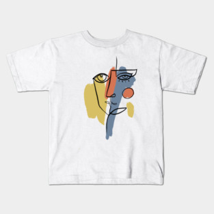 Abstract Cubist Face Line Art Illustration Kids T-Shirt