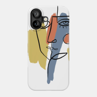 Abstract Cubist Face Line Art Illustration Phone Case