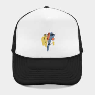Abstract Cubist Face Line Art Illustration Hat