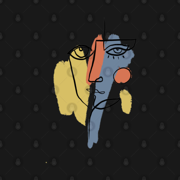 Abstract Cubist Face Line Art Illustration by denizko