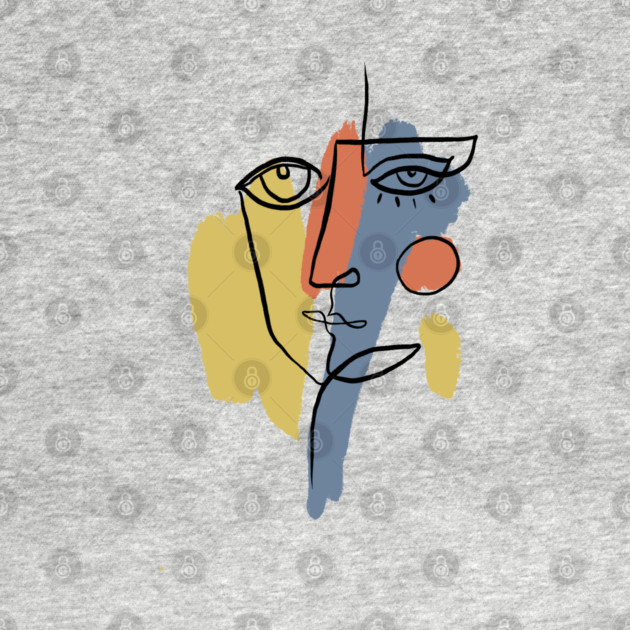 Abstract Cubist Face Line Art Illustration by denizko