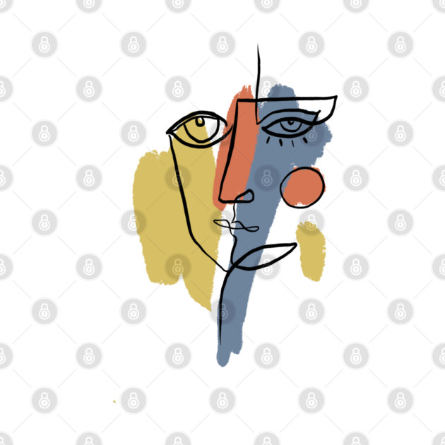 Abstract Cubist Face Line Art Illustration by denizko