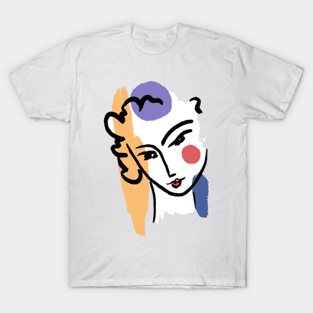 Abstract Woman Face Line Art Illustration T-Shirt by denizko