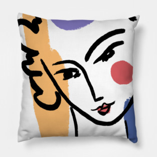 Abstract Woman Face Line Art Illustration Pillow