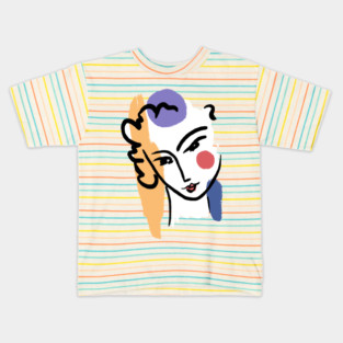 Abstract Woman Face Line Art Illustration Kids T-Shirt