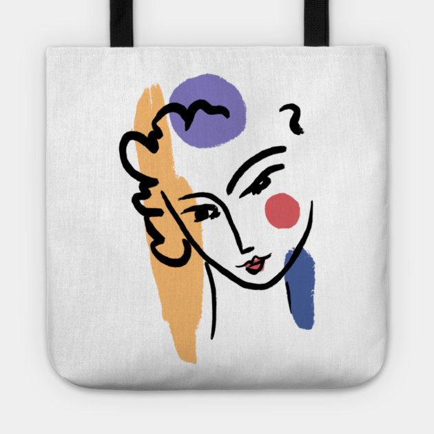 Abstract Woman Face Line Art Illustration Tote by denizko