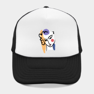 Abstract Woman Face Line Art Illustration Hat