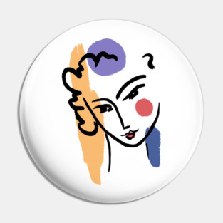 Abstract Woman Face Line Art Illustration Pin