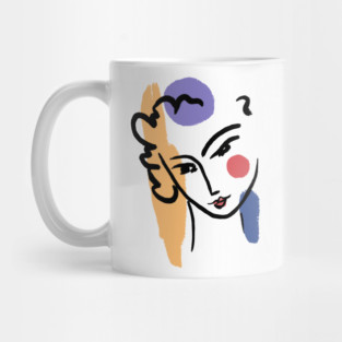 Abstract Woman Face Line Art Illustration Mug