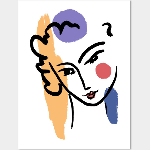 Abstract Woman Face Line Art Illustration Wall Art by denizko