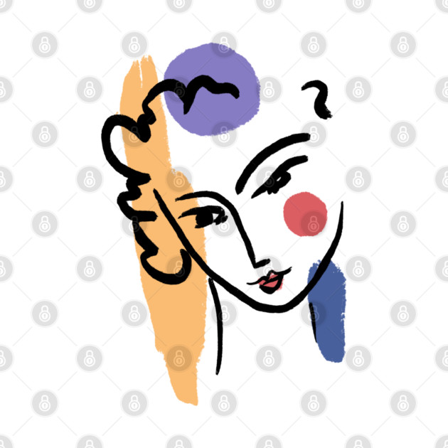 Abstract Woman Face Line Art Illustration by denizko