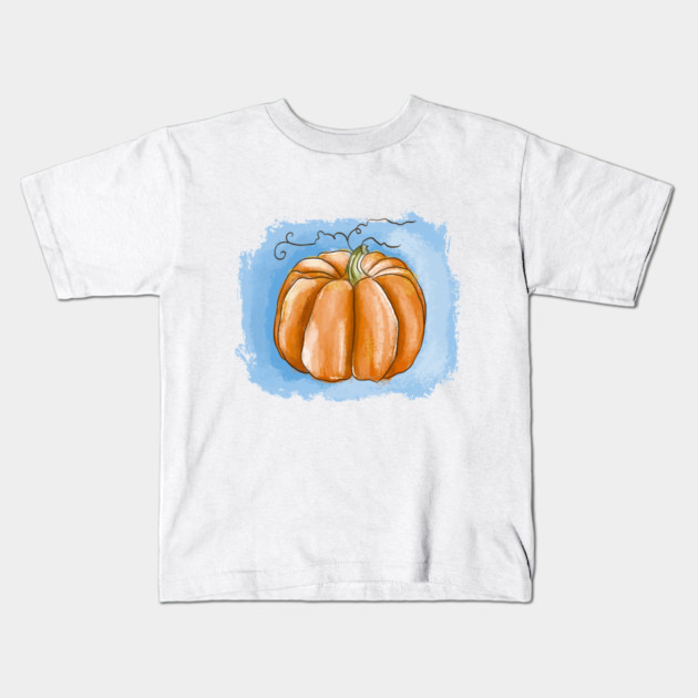Autumn Pumpkin Watercolor Illustration Kids T-Shirt by denizko