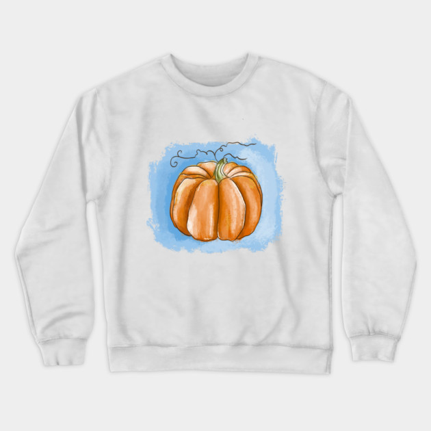 Autumn Pumpkin Watercolor Illustration Crewneck Sweatshirt by denizko