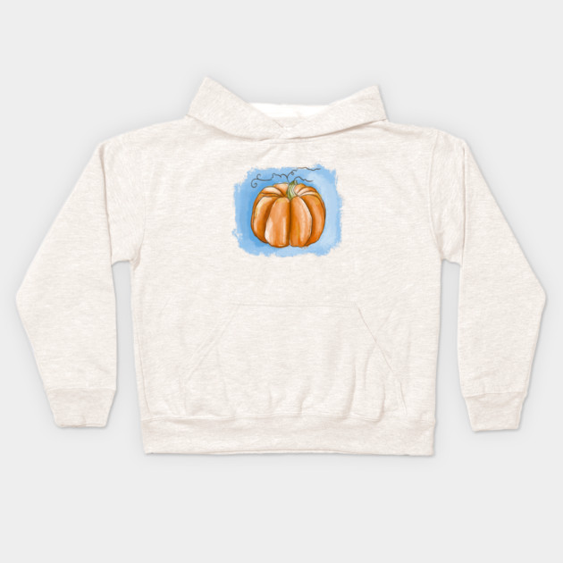 Autumn Pumpkin Watercolor Illustration Kids Hoodie by denizko