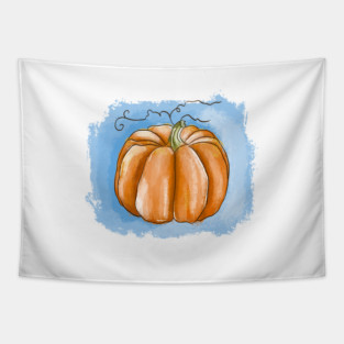 Autumn Pumpkin Watercolor Illustration Tapestry