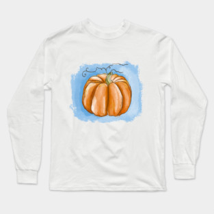 Autumn Pumpkin Watercolor Illustration Long Sleeve T-Shirt