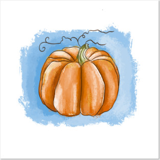 Autumn Pumpkin Watercolor Illustration Posters and Art