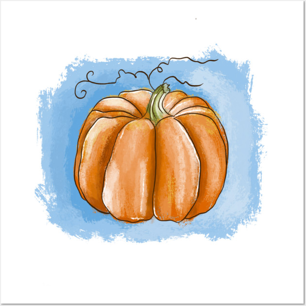 Autumn Pumpkin Watercolor Illustration Wall Art by denizko