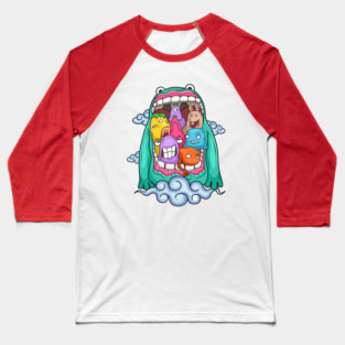 Monster big mouth doodle Baseball T-Shirt