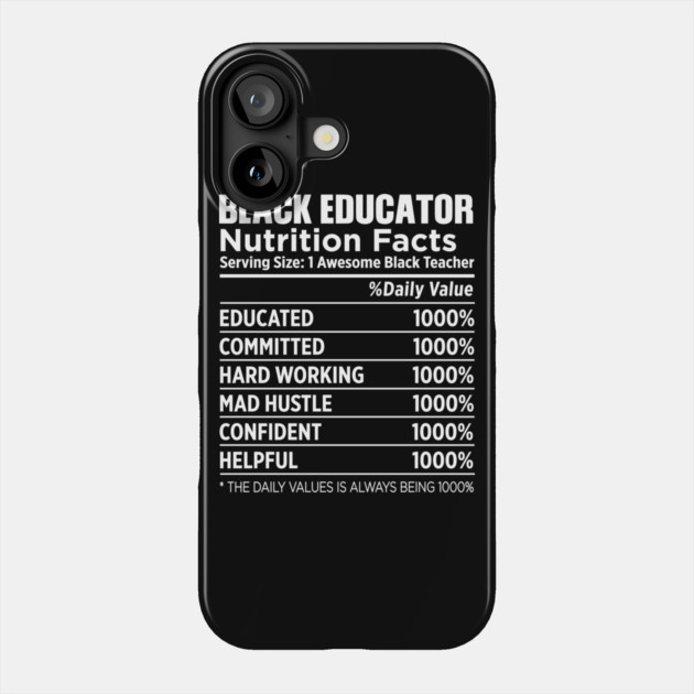 Black Educator Nutrition Phone Case by UrbanLifeApparel