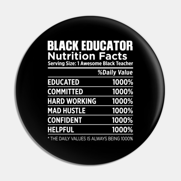 Black Educator Nutrition Pin by UrbanLifeApparel