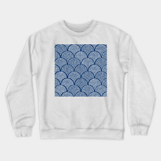 Japanese Fish Scales / Indigo Texture Crewneck Sweatshirt
